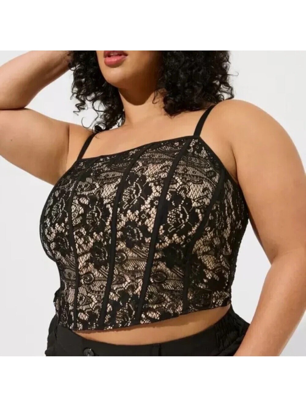 Torrid NWT Women's Black Lacepower Mesh Crop Corset Size 1X